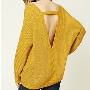 Forever 21 mustard yellow open back sweater